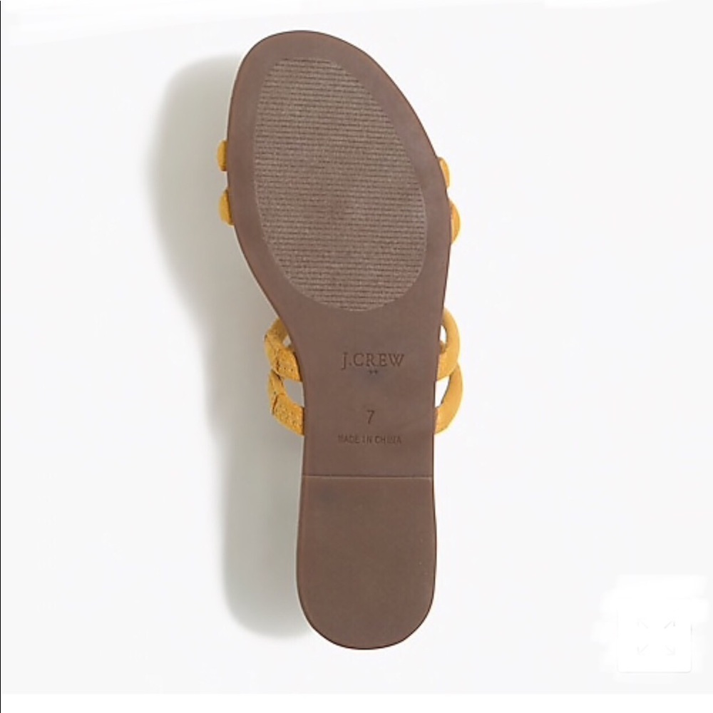 HP🎉 New - J. Crew Strappy Slide Yellow Golden Straw Flat Slip On Sandals - Picture 4 of 5
